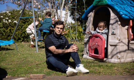 Sydney father Misha with his daughter at their Roseville home