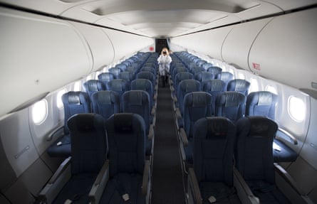 Inside an empty plane that had just landed in Vancouver, Canada in June 2020.