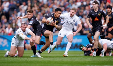 Exeter’s Len Ikitau on the charge for the Chiefs against Bath