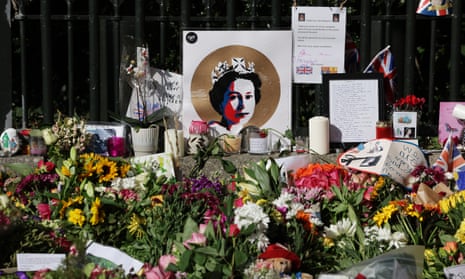 Floral tributes left by the public outside Windsor Castle on Saturday.