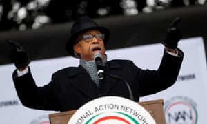 The Rev Al Sharpton speaks during the National Action Network’s ‘We Shall Not Be Moved’ march in Washington DC on 14 January.