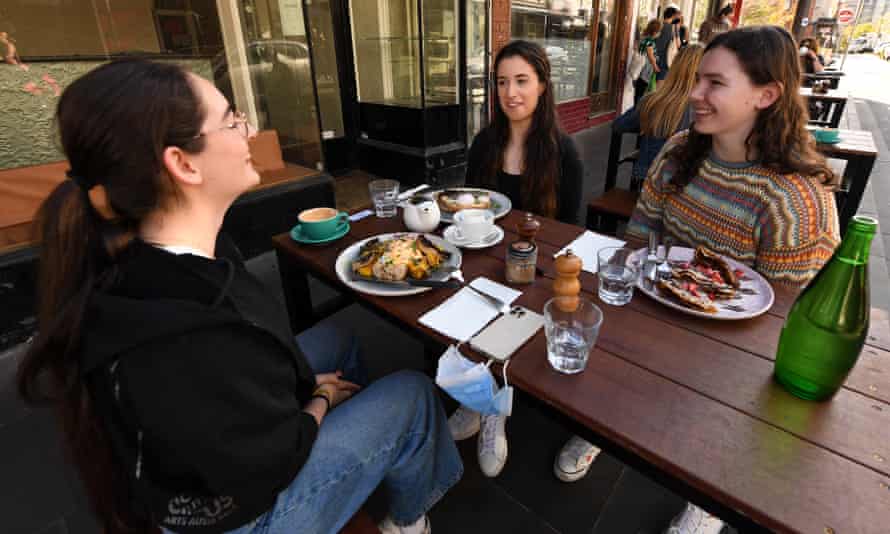 Linda Richardson, Sophie Corazza and Zoe Bohlsen at Chez Mademoiselle in Prahran