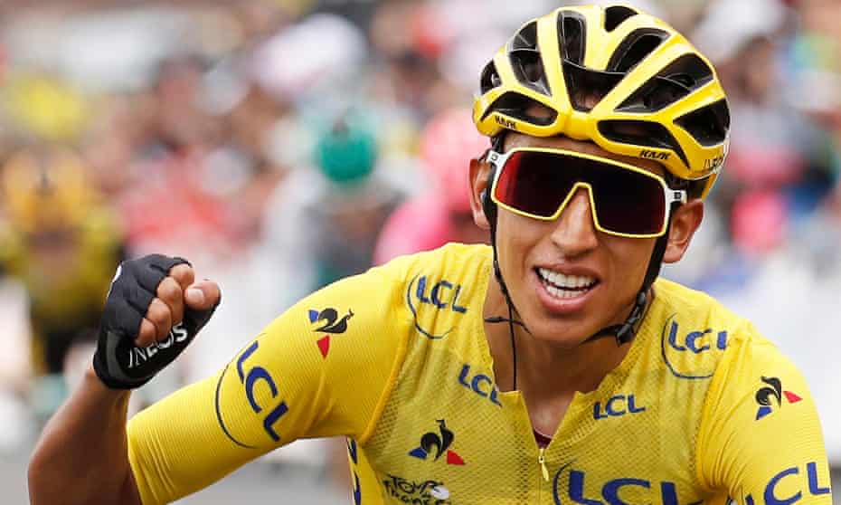The Tour de France’s yellow jersey tradition began in 1919 … Egan Bernal, the 2019 winner.