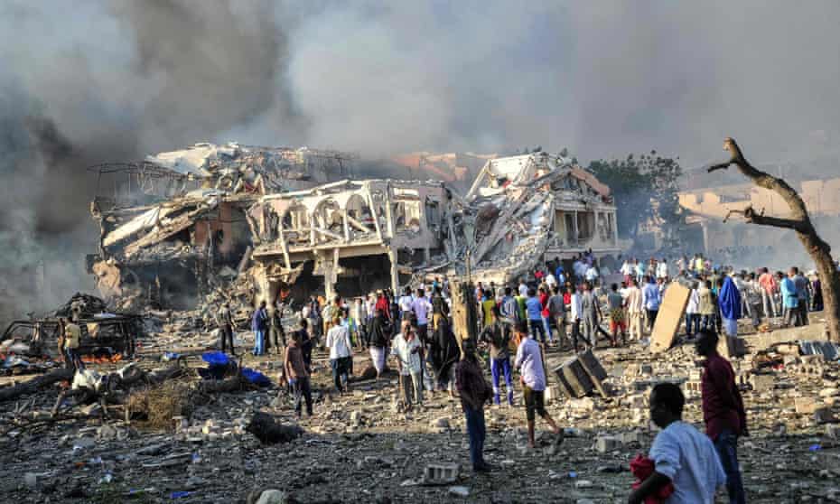 The aftermath of an attack carried out by al-Shabaab  Mogadishu.