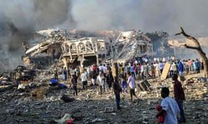 Aftermath of the truck bomb in the Somali capital Mogadishu, that killed at least 358 people.