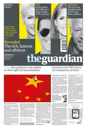 The Panama Papers investigation front page