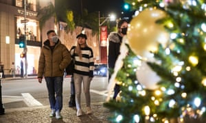 Christmas shoppers seen in Beverly Hills, Los Angeles, California.