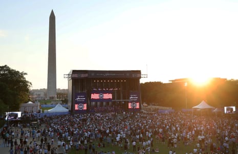 Trump supporters gathered ahead of his rally on Wednesday to kick off the Great American State Fair on the National Mall in Washington DC.