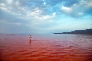 The lake’s red hue