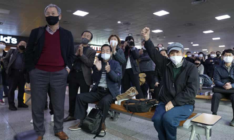 People observe arsenic they ticker the motorboat connected TV astatine Seoul railway station.