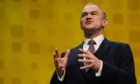 Sir Ed Davey speaking at the Liberal Democrat conference in York