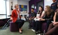 Yvette Cooper with a group of young people