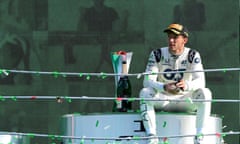 Pierre Gasly takes in the view from the podium