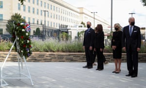 U.S. President Joe Biden, first lady Jill Biden, Vice President Kamala Harris ,and second gentleman Doug Emhoff, at the Pentagon on September 11, 2021.