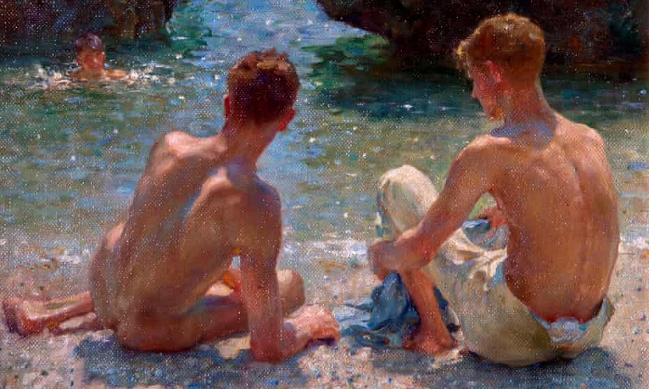 The Critics, a painting by Henry Scott Tuke, included in the exhibition Queer British Art 1861-1967 at Tate Britain. 