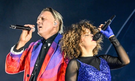 Win Butler and wife Régine Chassagne of Arcade Fire performing last year.