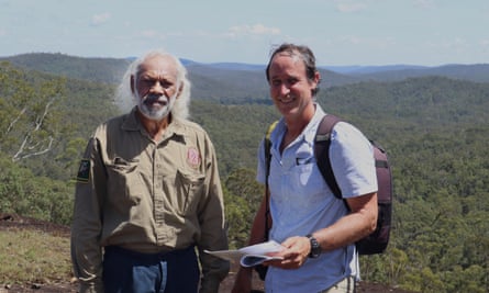 Jirrbal traditional owner Tom Gertz and Rainforest Reserves Australia co-founder Steven Nowakowski at the site of the proposed Chalumbin windfarm