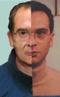 A police composite photo of mob boss Matteo Messina Denaro, left;  and, right, how he is today, right.