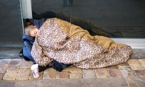 A homeless woman sleeping rough in Manchester