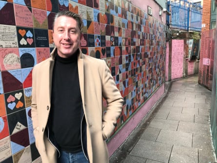 Martin Harte in a lane with public art.