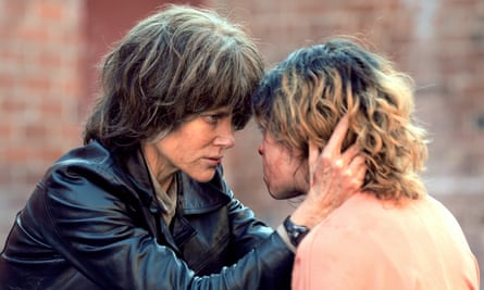 film review destroyer Ravaged … Nicole Kidman as Erin and Tatiana Maslany as Petra.
