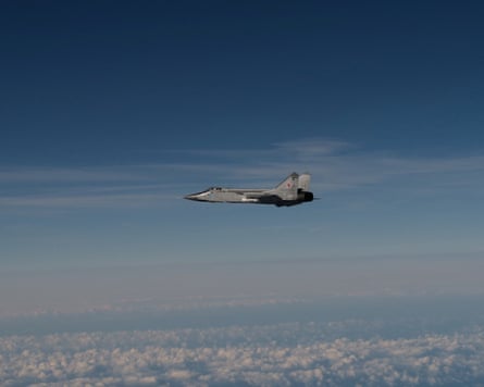 A still photo published by Swedish armed forces of a Russian MiG-31 fighter jet that took part in a 12-minute violation of Estonian airspace.
