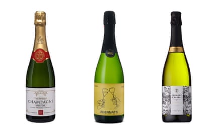 Bottles of The Society’s Champagne Brut NV, Vinicola Nulles, Adernats Cava de Guarda Brut Nature NV and Cave de Turckheim Crémant d’Alsace.