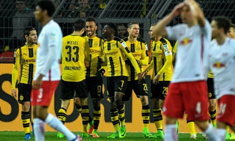 Dortmund celebrate their winner.