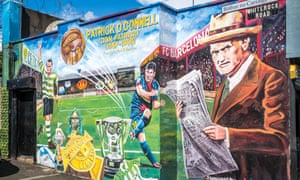 A Celtic and Barcelona mural in West Belfast depicting Patrick O'Connell