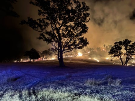 The bushfire burning at Longwood overnight.