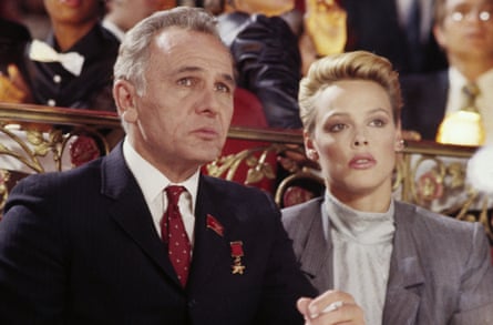 Brigitte Nielsen and Michael Pataki in Rocky IV, 1985, which was directed by Sylvester Stallone. Stallone and Nielsen married the same year.