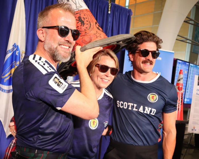 ‘It means love’: Scottish World Cup fans celebrate Boston with orange traffic cone