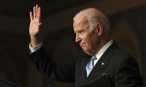 Joe Biden, the the vice-president, waves as he concludes his speech about sound financial sector regulation at Georgetown University in Washington on 5 December 2016.