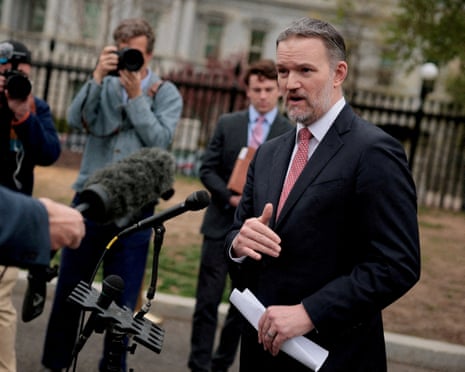 Jamieson Greer speaks with reporters at the White House, 2 April 2026.