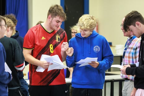 Students at Ysgol Syr Hugh Owen collect A Level results at their school