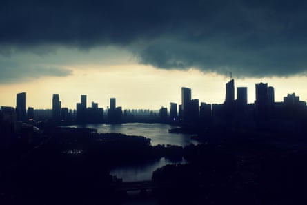 Storm clouds over Hefei during typhoon season.