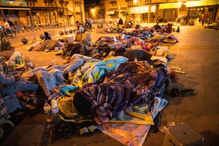 People sleep outside amid fears of further aftershocks.
