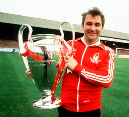 Brian Clough shows off European Cup after Nottingham Forest won the trophy in 1980.