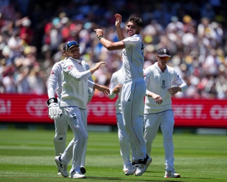 England’s player of the match Josh Tongue celebrates taking the wicket of Usman Khawaja