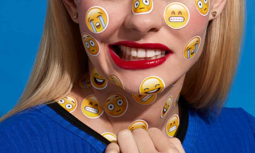 woman with stickers all over her face