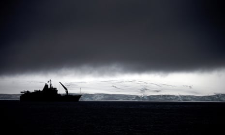 Chile’s Navy ship Aquiles, seen from Livingston Islands, in Antarctica. This is also the place where there is a hole in the ozone layer.