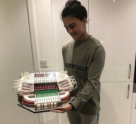 Jess Sigsworth with the Old Trafford she made from Lego