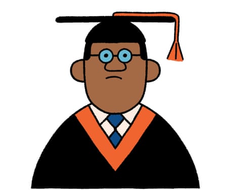 Illustration of person wearing a student gown and cap