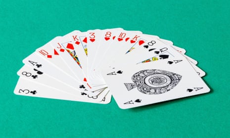 An evenly spread biddable hand of 13 cards in a game of contract bridge.