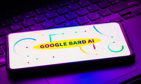The Google Bard AI logo is displayed on a smartphone screen.