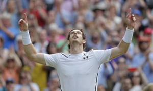 Andy Murray celebrates after a straight sets win over Tomas Berdych.