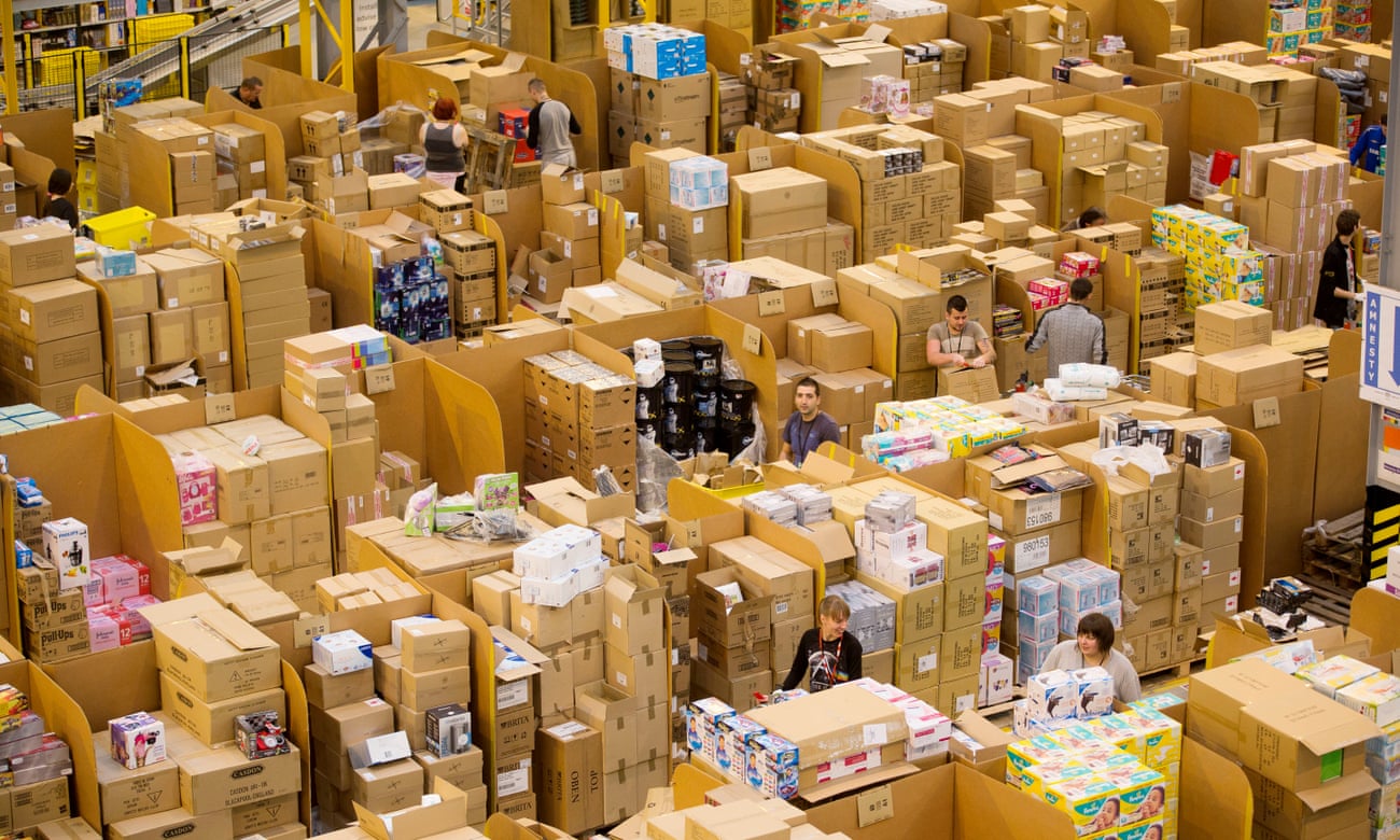 Amazon’s distribution warehouse near Peterborough … £133bn of stuff is delivered annually to British doors.