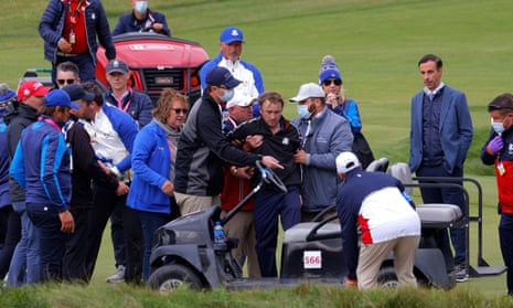 Tom Felton receives medical attention at Whistling Straits