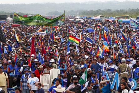 Supporters of Morales attend a rally to welcome him to Chimoré on 11 November.