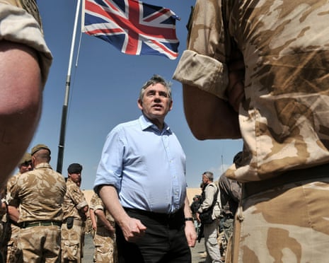 Gordon Brown meets soldiers in Afghanistan when he was prime minister in 2010